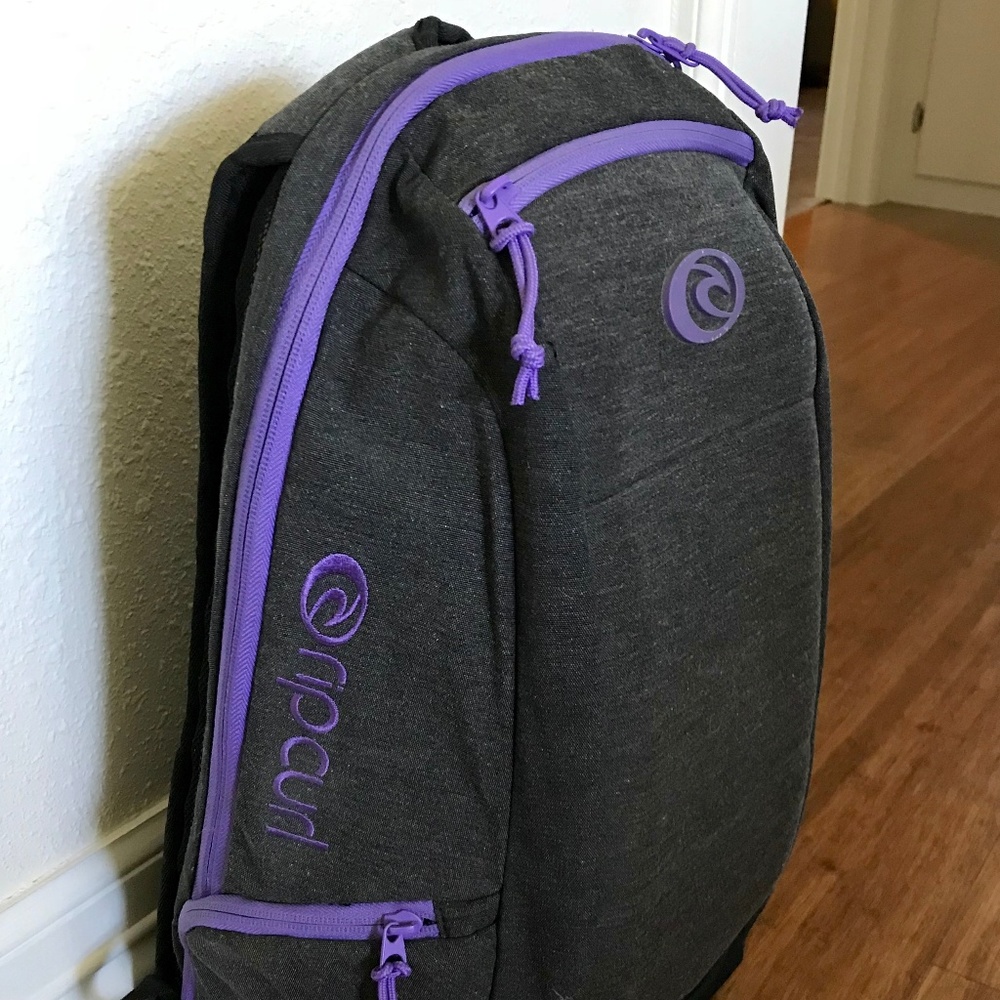 Rip Curl backpack - heather grey, purple accents